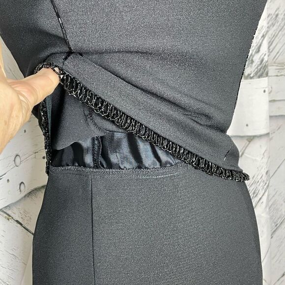 Scott McClintock 90’s Black Formal Maxi Dress Sleeveless Beaded Sz. 8 - Picture 4 of 6